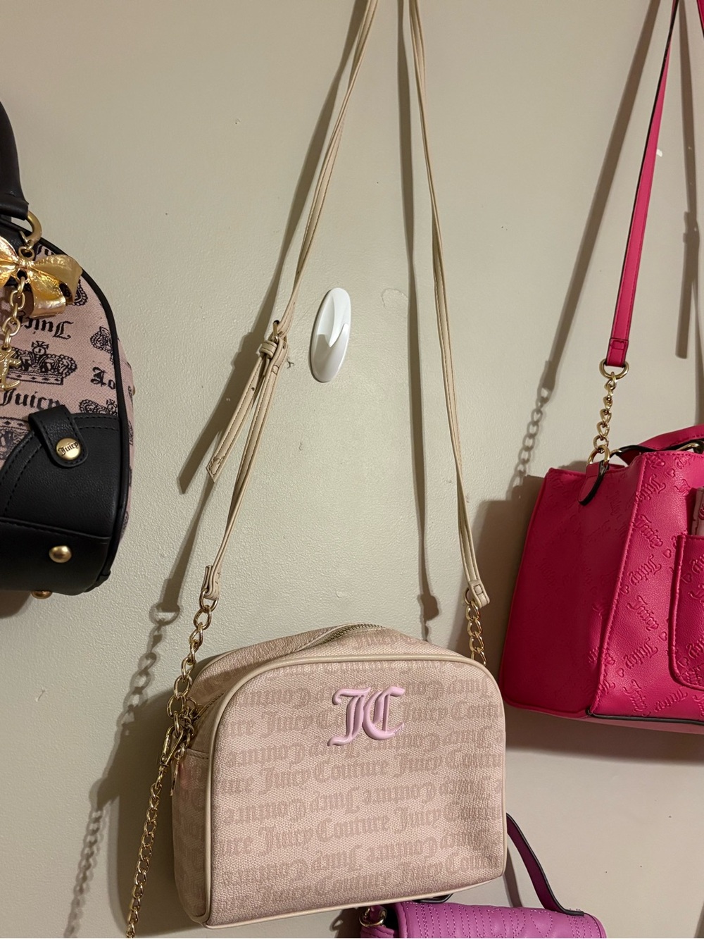 Juicy Couture Blush Logo Crossbody Camera Bag with Gold Chain